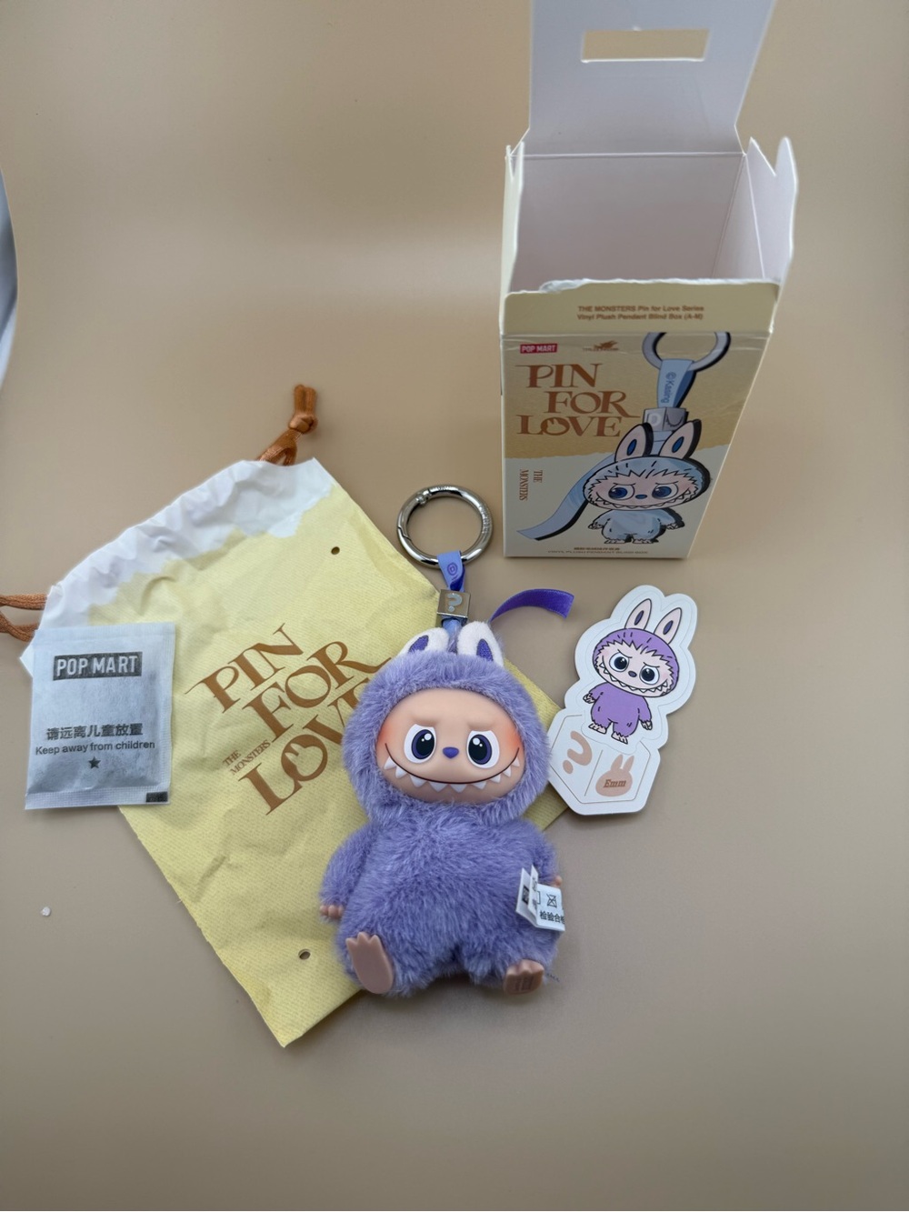 Pop Mart The Monsters Pin For Love Secret Emm Plush Keychain NIB Rare